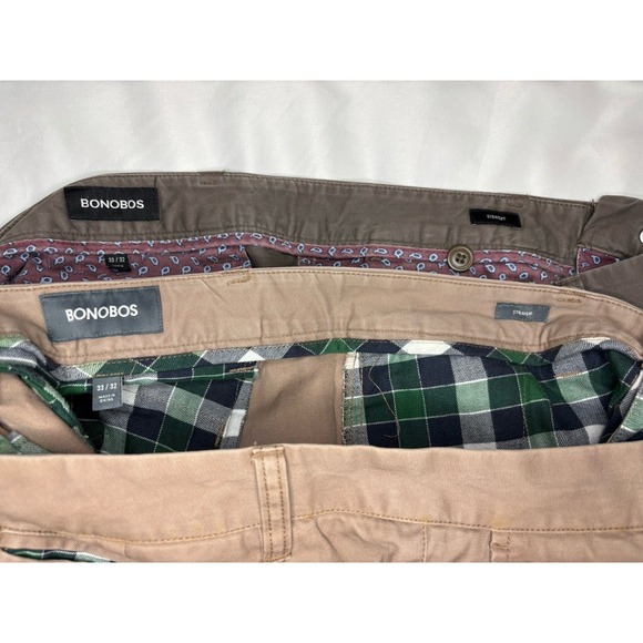 Bonobos Other - Bonobos Men's Straight Fit Chino Pants Khaki & Brown Size 33x32  LOT Of 2‎ Pair